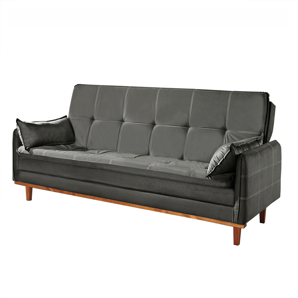 Sofá-Cama Casal 3 Lugares Tokio Suede Cinza