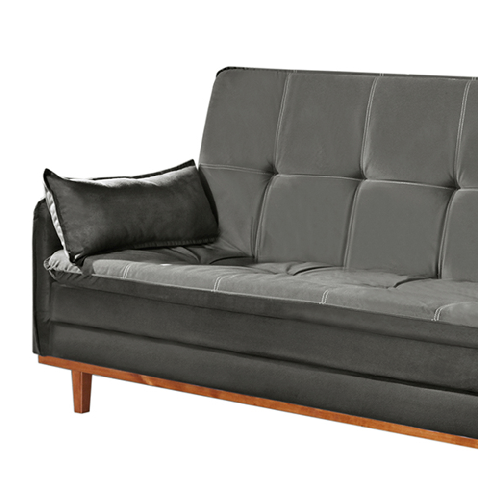 Sofá-Cama Casal 3 Lugares Tokio Suede Cinza