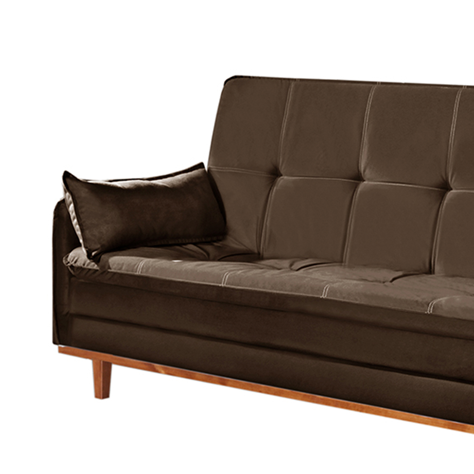 Sofá-Cama Casal 3 Lugares Tokio Suede Marrom