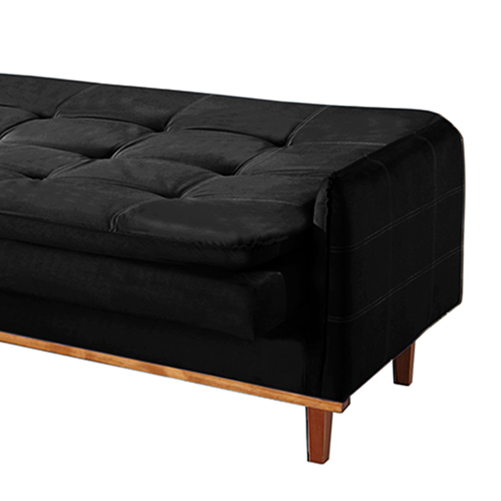Sofá-Cama Casal 3 Lugares Tokio Suede Preto