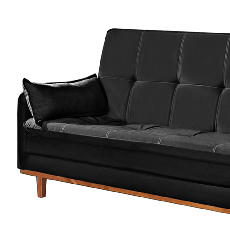 Sofá-Cama Casal 3 Lugares Tokio Suede Preto