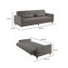 Sofá-Cama Casal 3 Lugares com USB Noronha Linho Cinza