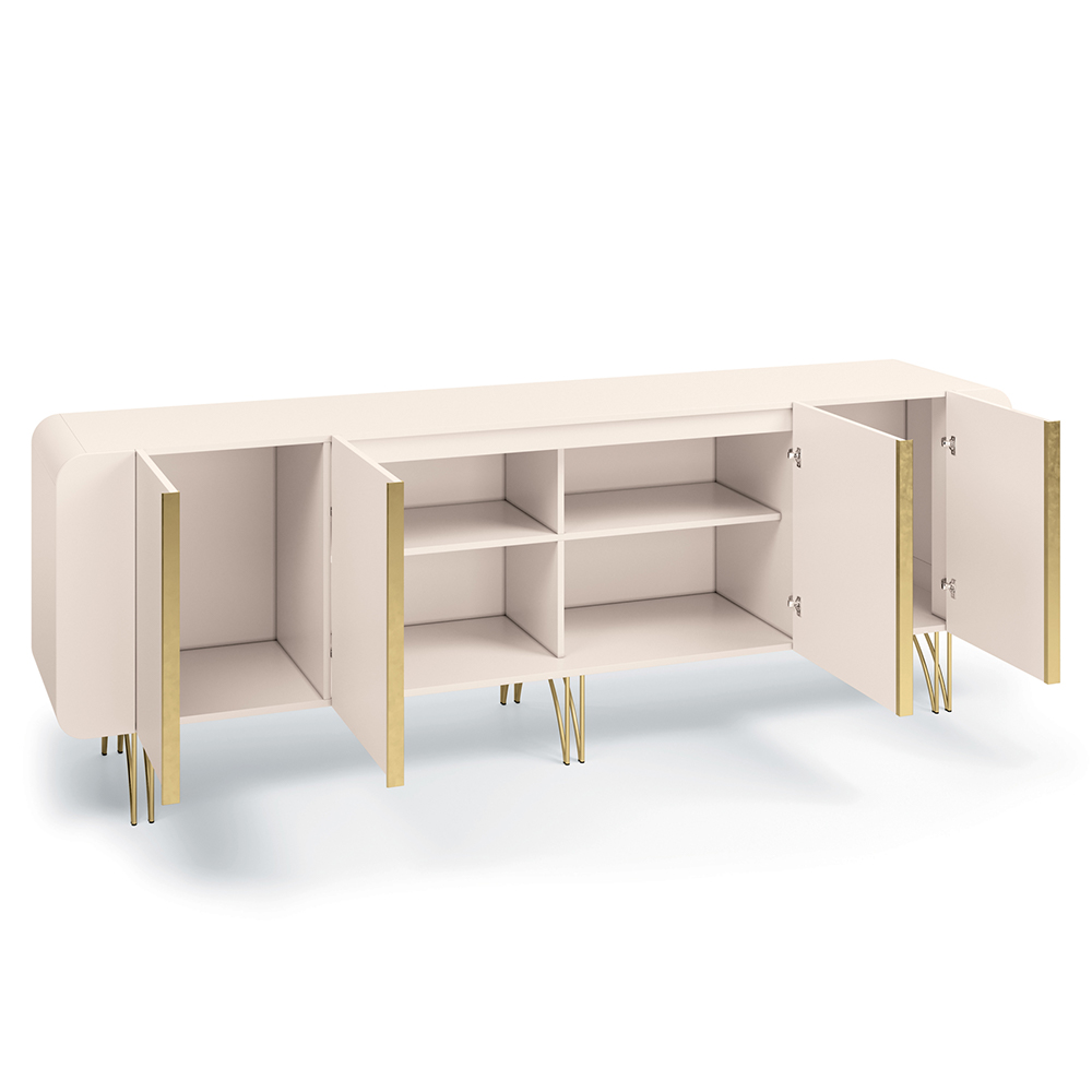 Aparador Buffet Bar Living Para Sala de Estar 04 Portas 220 cm Santiago B01 Off White - Lyam