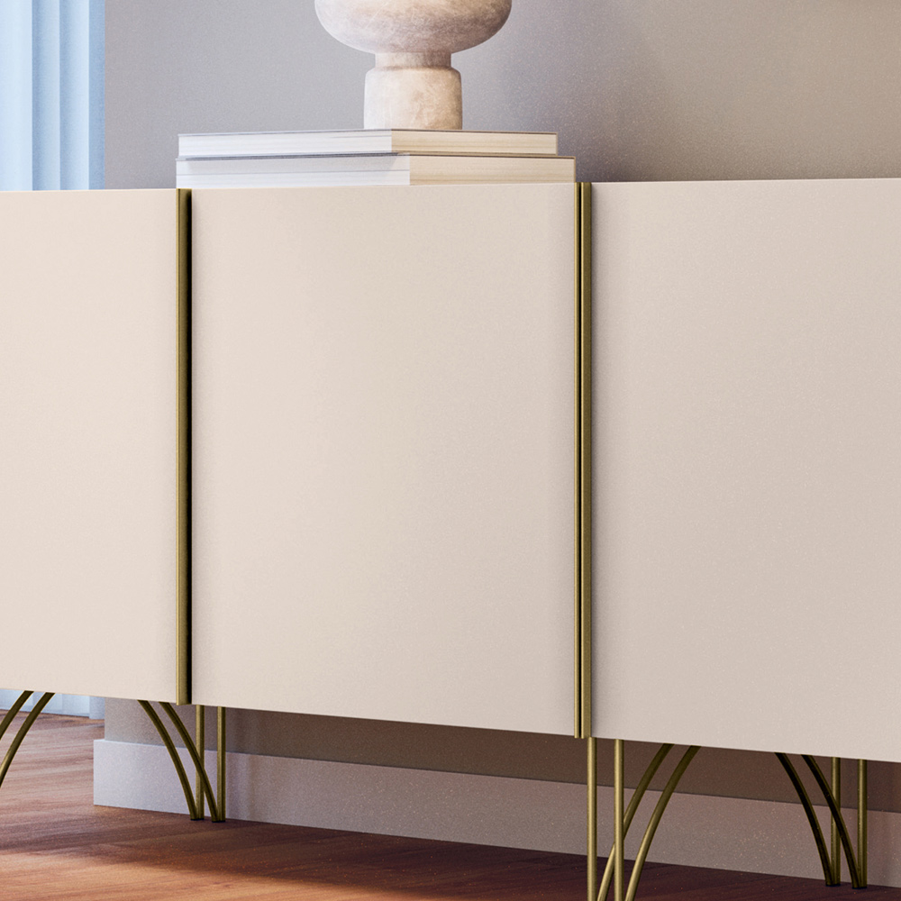 Aparador Buffet Bar Living Para Sala de Estar 04 Portas 220 cm Santiago B01 Off White - Lyam