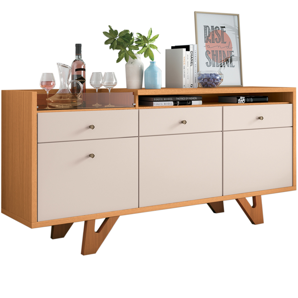 Aparador Buffet Bar Para Sala 02 Portas 02 Gavetas Valentim B01 Cinamomo Off White - Lyam Decor