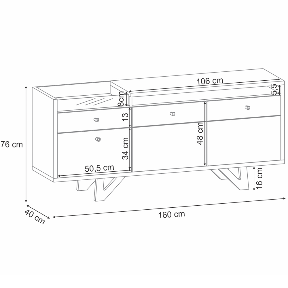 Aparador Buffet Bar Para Sala 02 Portas 02 Gavetas Valentim B01 Cinamomo Off White - Lyam Decor
