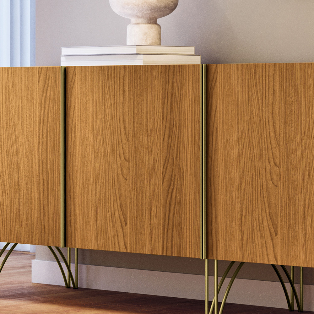 Aparador Buffet Bar Para Sala 04 Portas 220 cm Santiago B01 Off White Cinamomo - Lyam