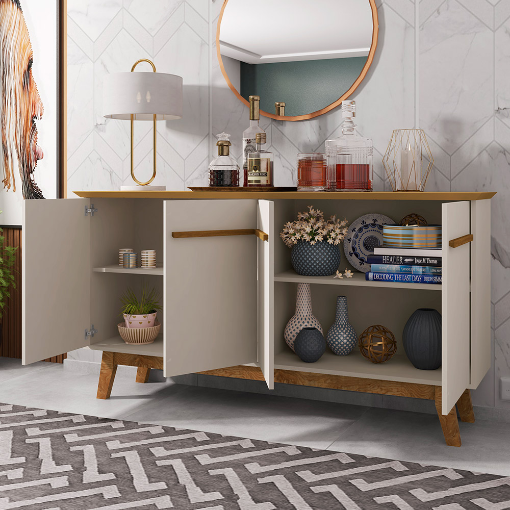 Aparador Buffet Decorativo Magno B02 Cinamomo Off White - Lyam Decor