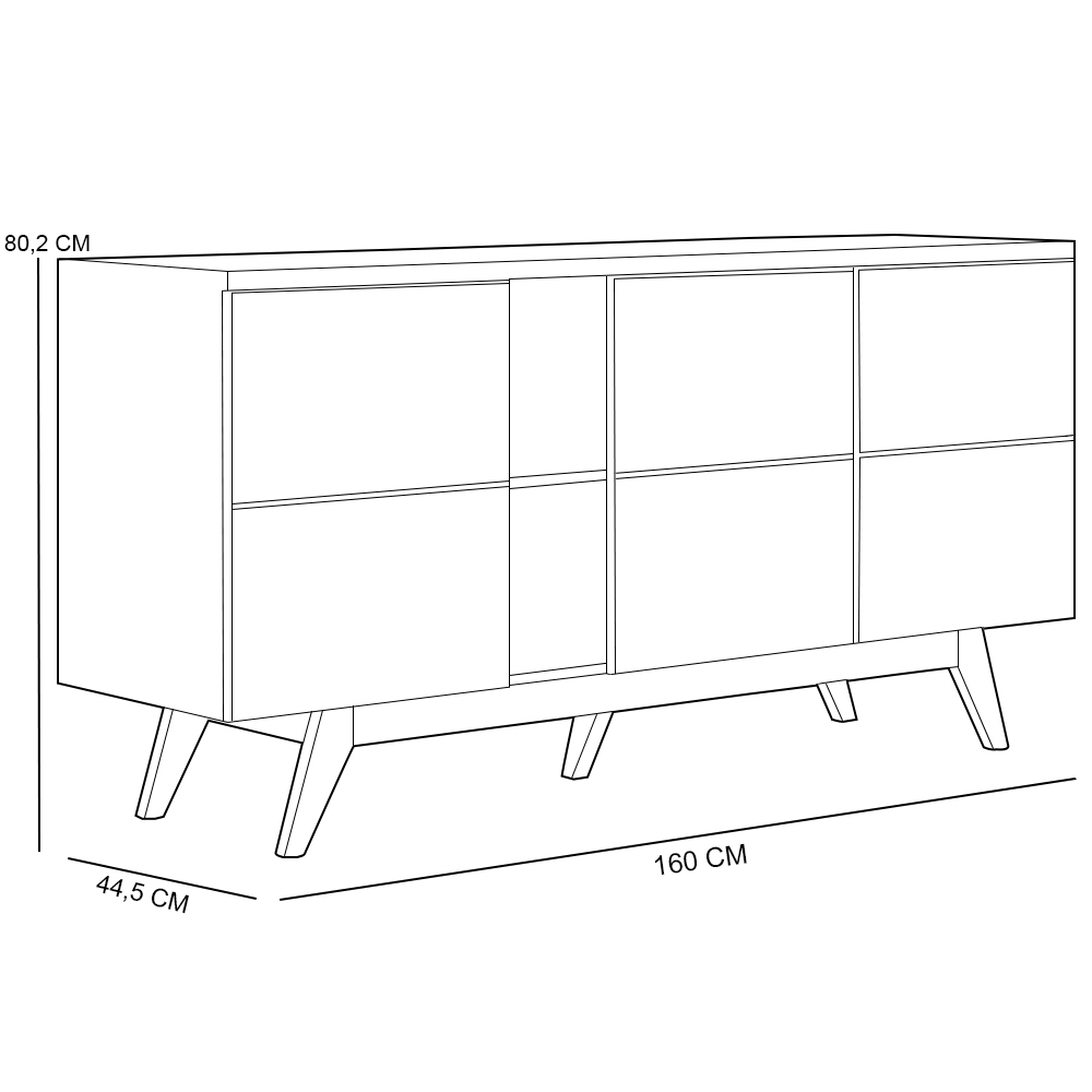 Aparador Buffet Para Sala De Jantar 03 Portas Íris C04 Off Matte Freijó - Lyam