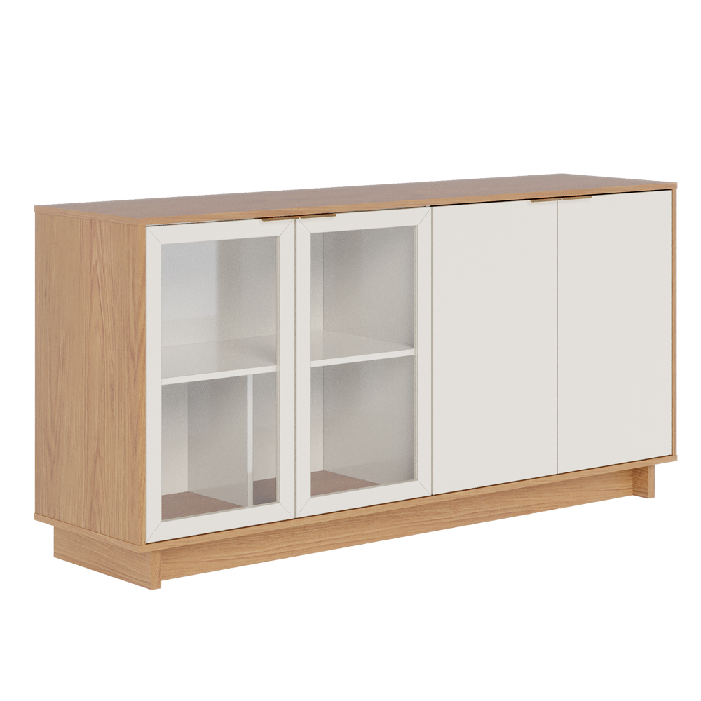Aparador Buffet Para Sala de Jantar 04 Portas Áustria C04 Freijó Off White - Lyam Decor