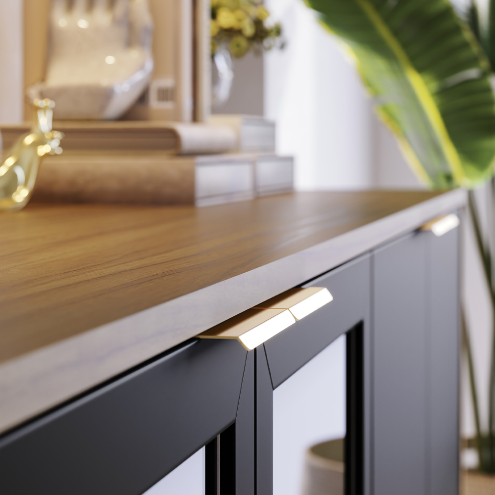Aparador Buffet Para Sala de Jantar 04 Portas Áustria C04 Preto Noce Milano - Lyam Decor