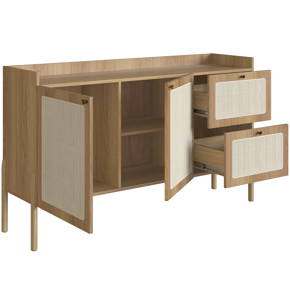 Aparador Buffet Para Sala de Jantar 139cm Pés Madeira Moss A03 Hanover Roble - Lyam Decor
