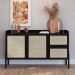 Aparador Buffet Para Sala de Jantar 139cm Pés Madeira Moss A03 Nero Preto - Lyam Decor