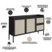 Aparador Buffet Para Sala de Jantar 139cm Pés Madeira Moss A03 Nero Preto - Lyam Decor