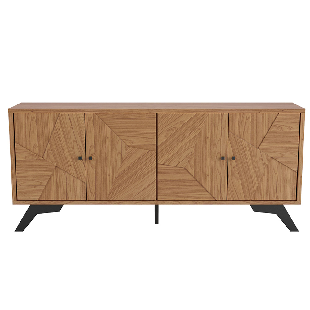 Aparador Buffet Sala De Estar Mosaico 04 Portas Messina 180cm D03 Freijó Preto Fosco - Lyam Decor