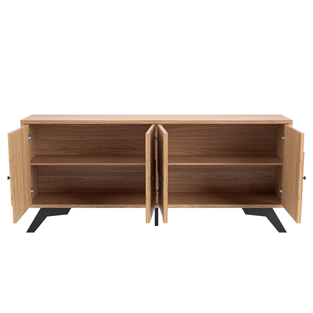 Aparador Buffet Sala De Estar Mosaico 04 Portas Messina 180cm D03 Freijó Preto Fosco - Lyam Decor