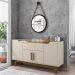 Aparador Buffet Sala Jantar Future B02 Off White Cinamomo com Espelho Adnet 54 cm Preto - Lyam Decor