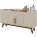 Aparador Buffet Sala Jantar Future B02 Off White Cinamomo com Espelho Adnet 54 cm Preto - Lyam Decor