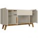 Aparador Buffet Sala Jantar Future B02 Off White Cinamomo com Espelho Adnet 54 cm Preto - Lyam Decor