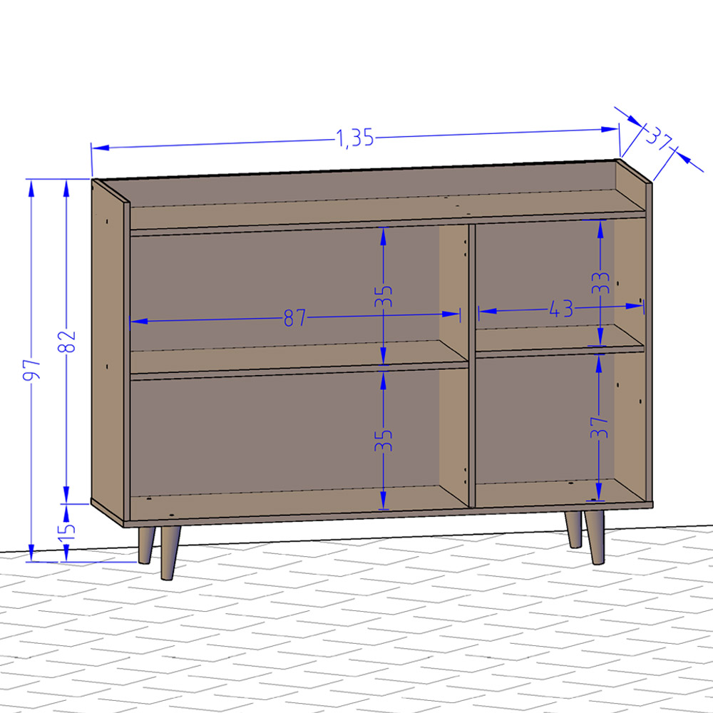 Aparador Buffet Sala de Jantar Moscou com Espelho Adnet 54 cm B02 Off White - Lyam Decor