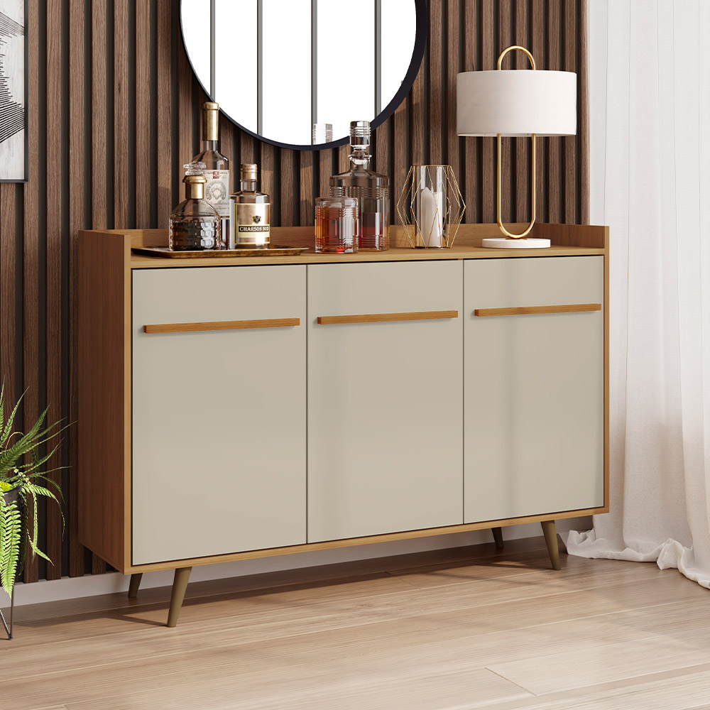 Aparador Buffet Sala de Jantar Retrô Moscou B02 Cinamomo Off White - Lyam Decor