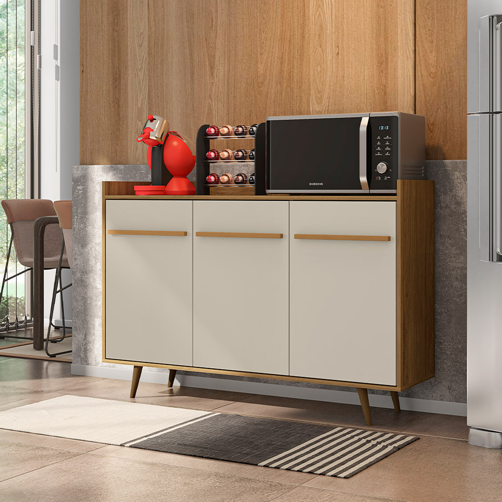 Aparador Buffet Sala de Jantar Retrô Moscou B02 Cinamomo Off White - Lyam Decor