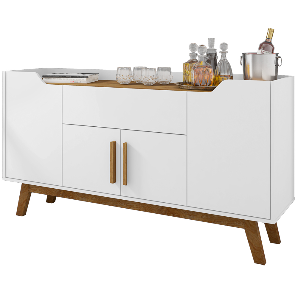 Aparador Buffet Sala de Jantar com 04 Portas 01 Gaveta Future B02 Branco Cinamomo - Lyam Decor