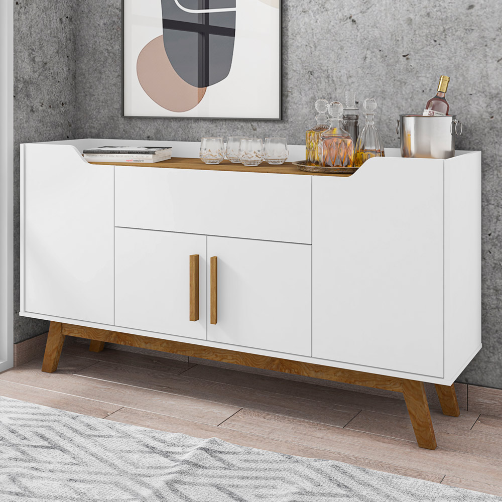 Aparador Buffet Sala de Jantar com 04 Portas 01 Gaveta Future B02 Branco Cinamomo - Lyam Decor