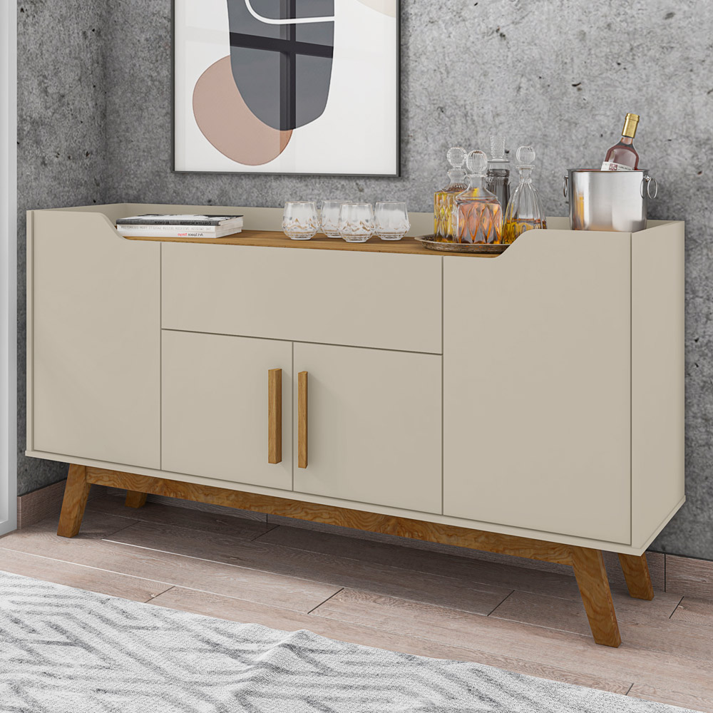 Aparador Buffet Sala de Jantar com 04 Portas 01 Gaveta Future B02 Off White Cinamomo - Lyam Decor