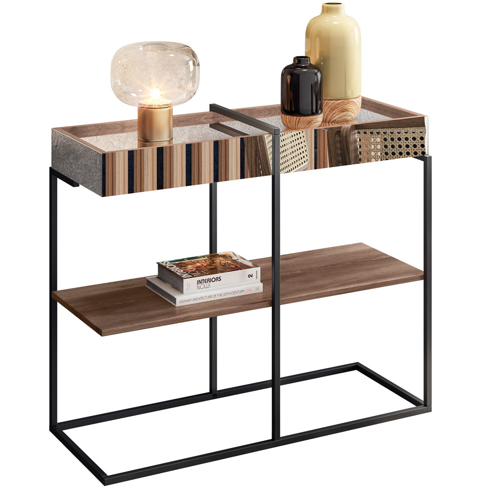 Aparador Decorativo Espelhado com Prateleira Multiuso Industrial D01 Design Demolição - Lyam Decor