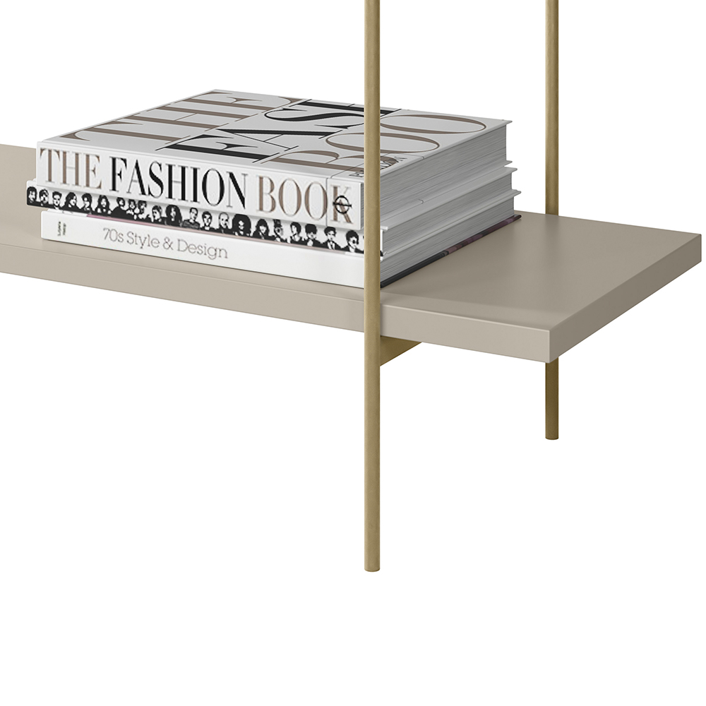Aparador Decorativo Industrial Para Sala Estar Jantar Aço Moric L05 Off White Dourado - Lyam Decor