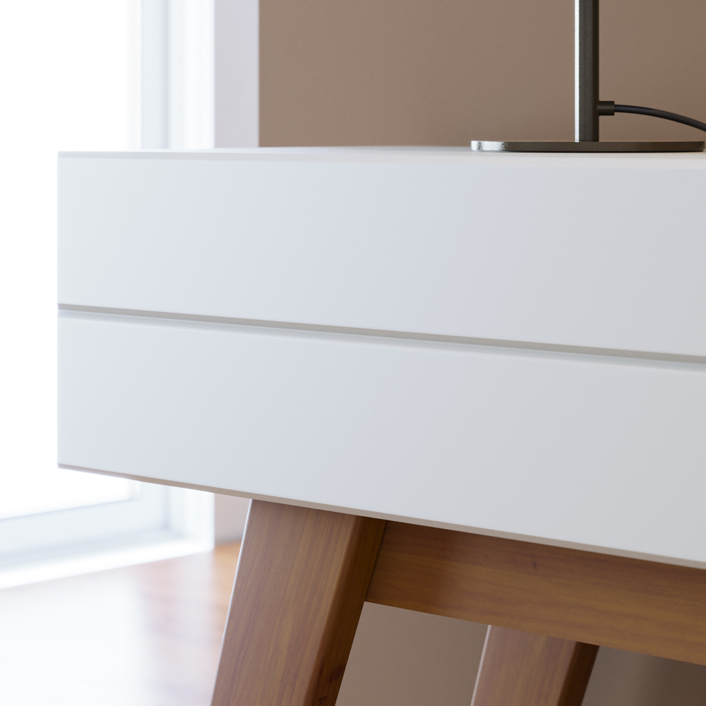 Aparador Decorativo Para Sala De Estar 02 Gavetas Meira C04 Off White Matte - Lyam