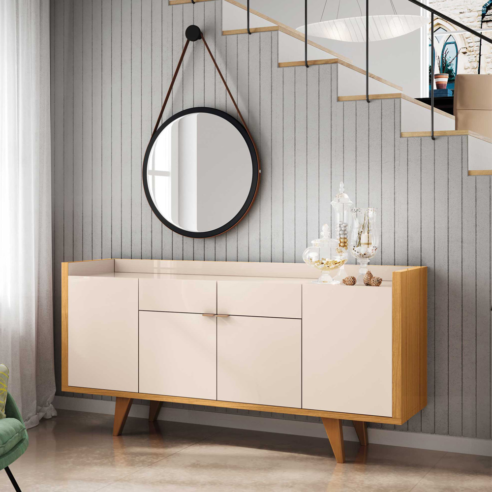 Aparador Para Sala Buffet Com 04 Portas 02 Gavetas Havana B01 Off White Cinamomo - Lyam Decor
