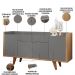 Aparador Para Sala Buffet Havana B01 com Espelho Adnet 54 cm Alça de Couro Freijó Cinza - Lyam Decor