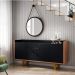 Aparador Para Sala Buffet com 04 Portas 02 Gavetas Havana B01 Preto Nature - Lyam Decor