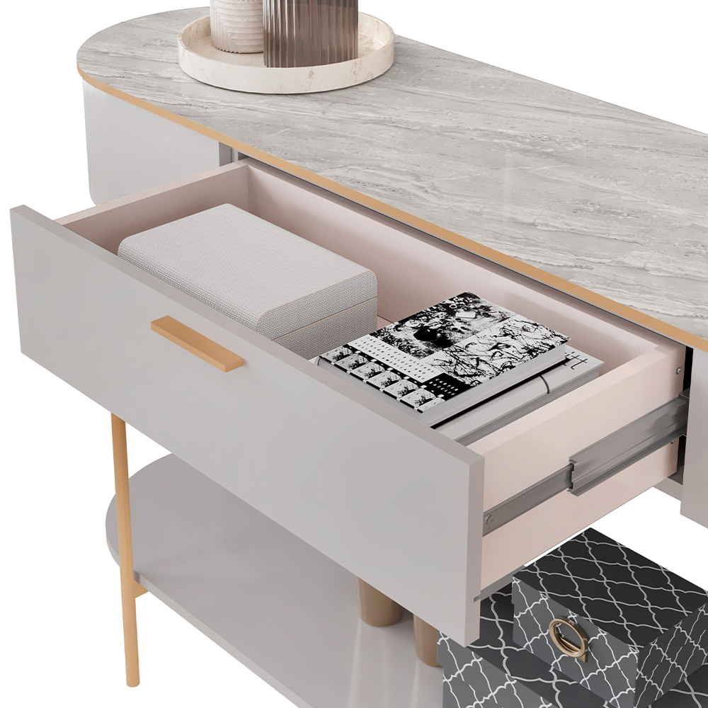 Aparador Para Sala De Estar Orgânico Industrial Beca D05 Bali Quartzo - Lyam Decor