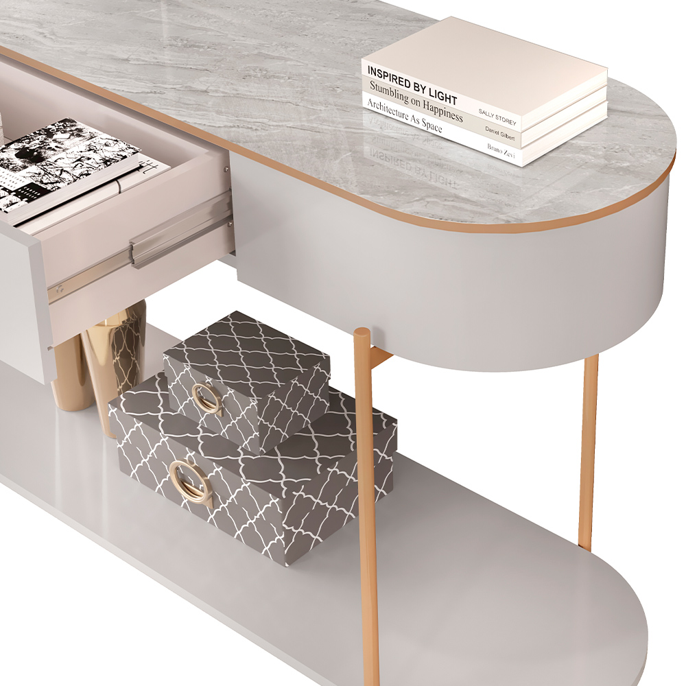 Aparador Para Sala De Estar Orgânico Industrial Beca D05 Bali Quartzo - Lyam Decor