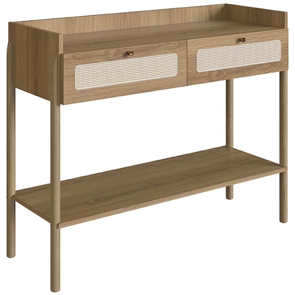 Aparador Para Sala de Estar 2 Gavetas Pés Madeira Moss A03 Hanover Roble - Lyam Decor