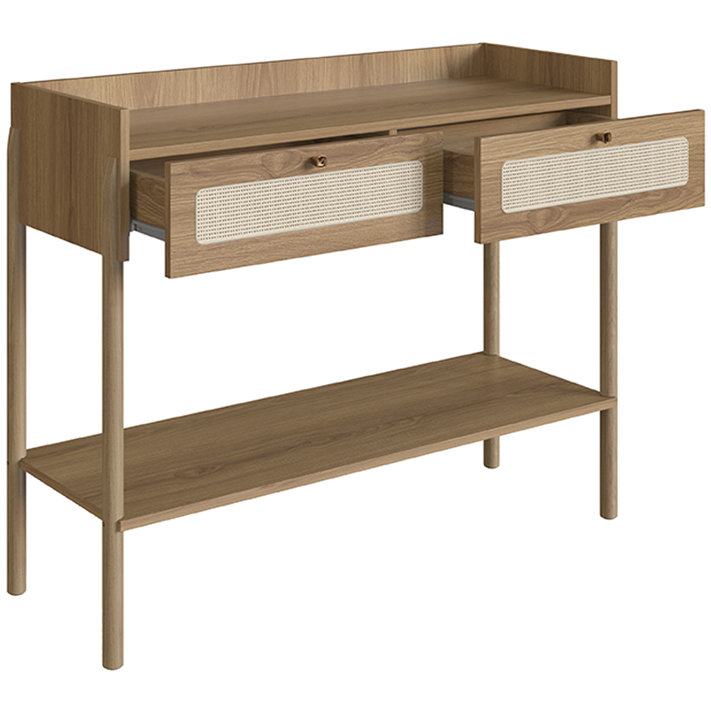 Aparador Para Sala de Estar 2 Gavetas Pés Madeira Moss A03 Hanover Roble - Lyam Decor