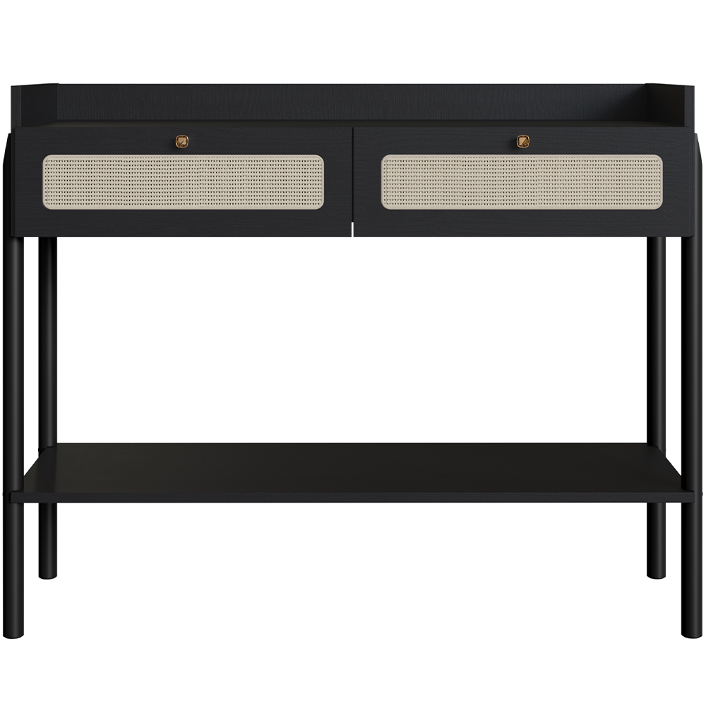 Aparador Para Sala de Estar 2 Gavetas Pés Madeira Moss A03 Nero Preto - Lyam Decor