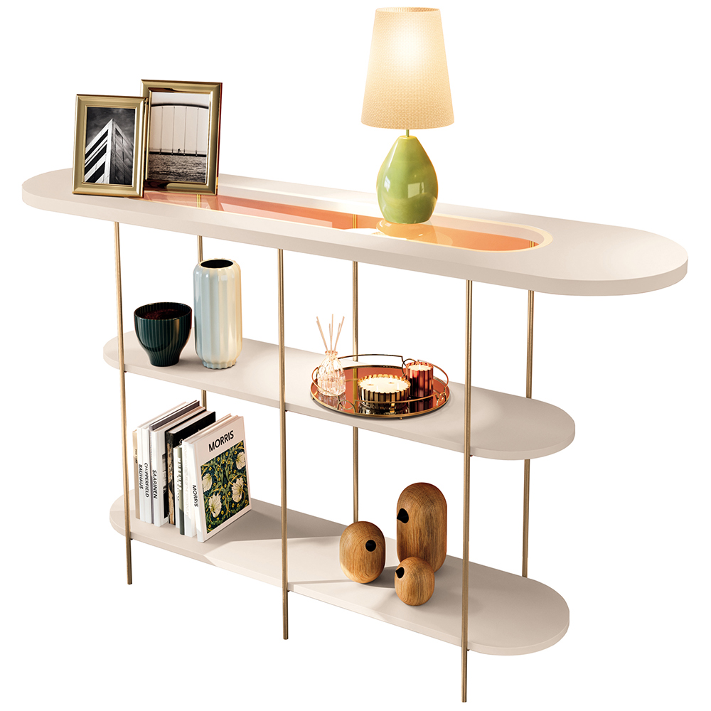 Aparador Para Sala de Estar Orgânico Industrial Friesen B01 Off White - Lyam Decor