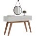 Aparador Sala de Estar 02 Gavetas Meira C04 Off White Matte Com Espelho Adnet 54cm Preto - Lyam