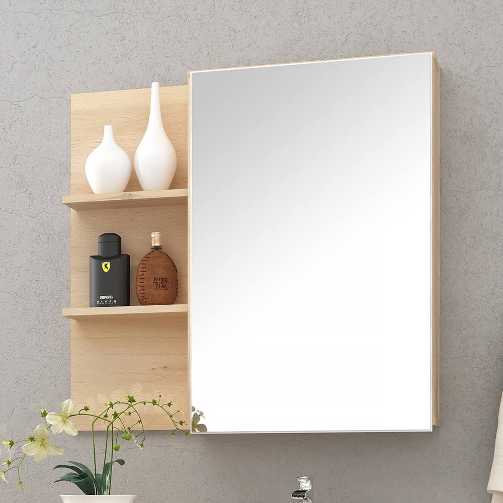 Armário Aéreo Para Banheiro 80cm 01 Porta Com Espelho Jazz B06 Faia Branco - Lyam Decor