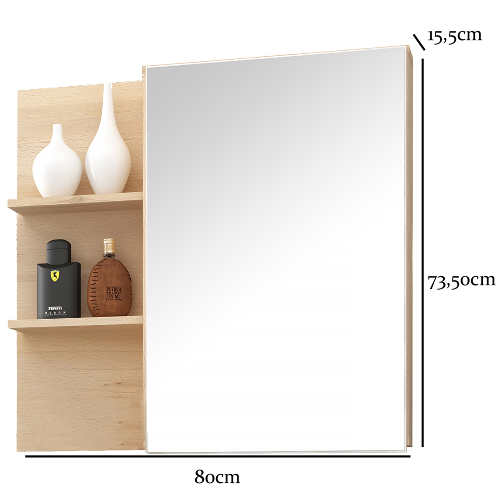 Armário Aéreo Para Banheiro 80cm 01 Porta Com Espelho Jazz B06 Faia Branco - Lyam Decor
