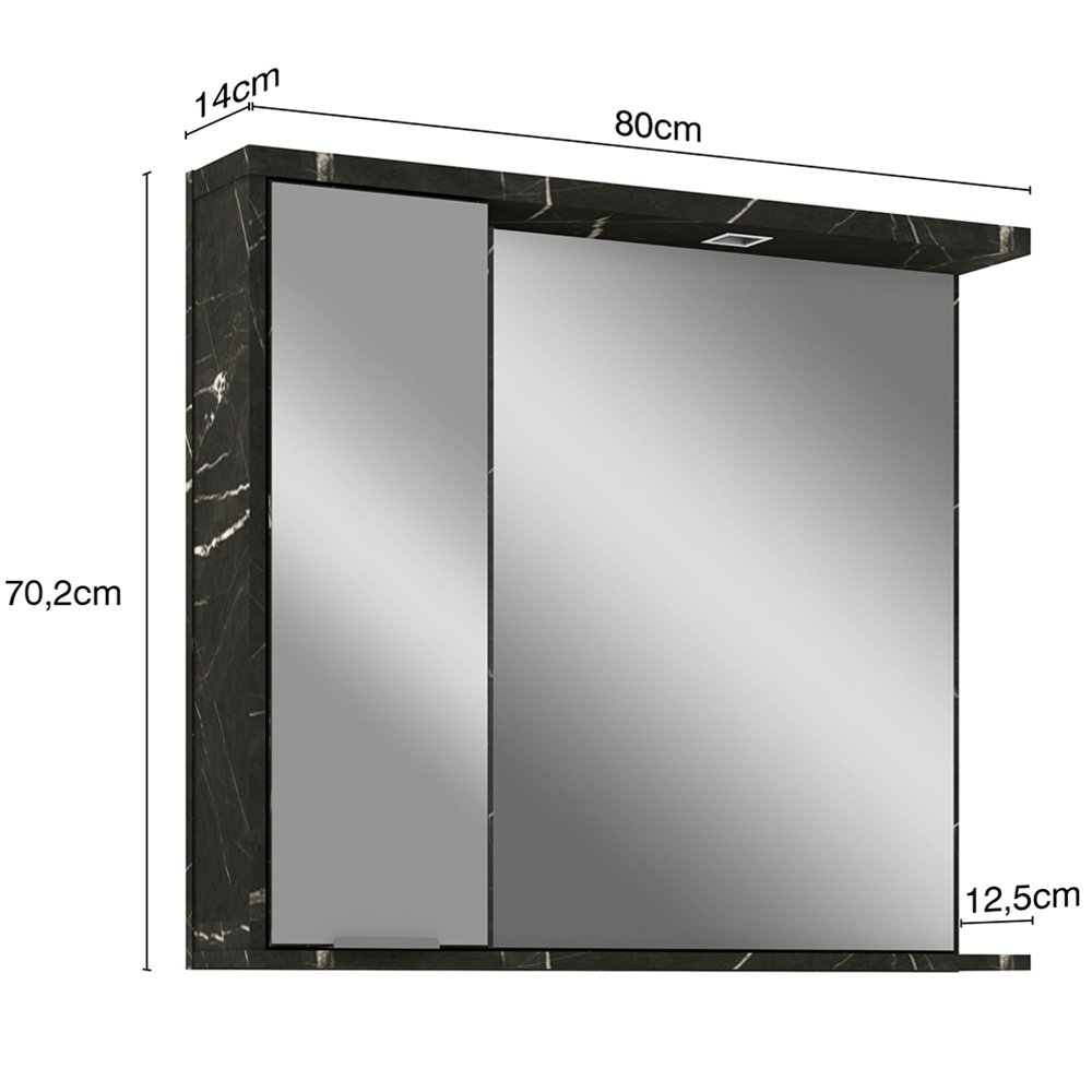 Armário Aéreo Para Banheiro 80cm Com 01 Porta E Espelho Loft B06 Portoro - Lyam Decor