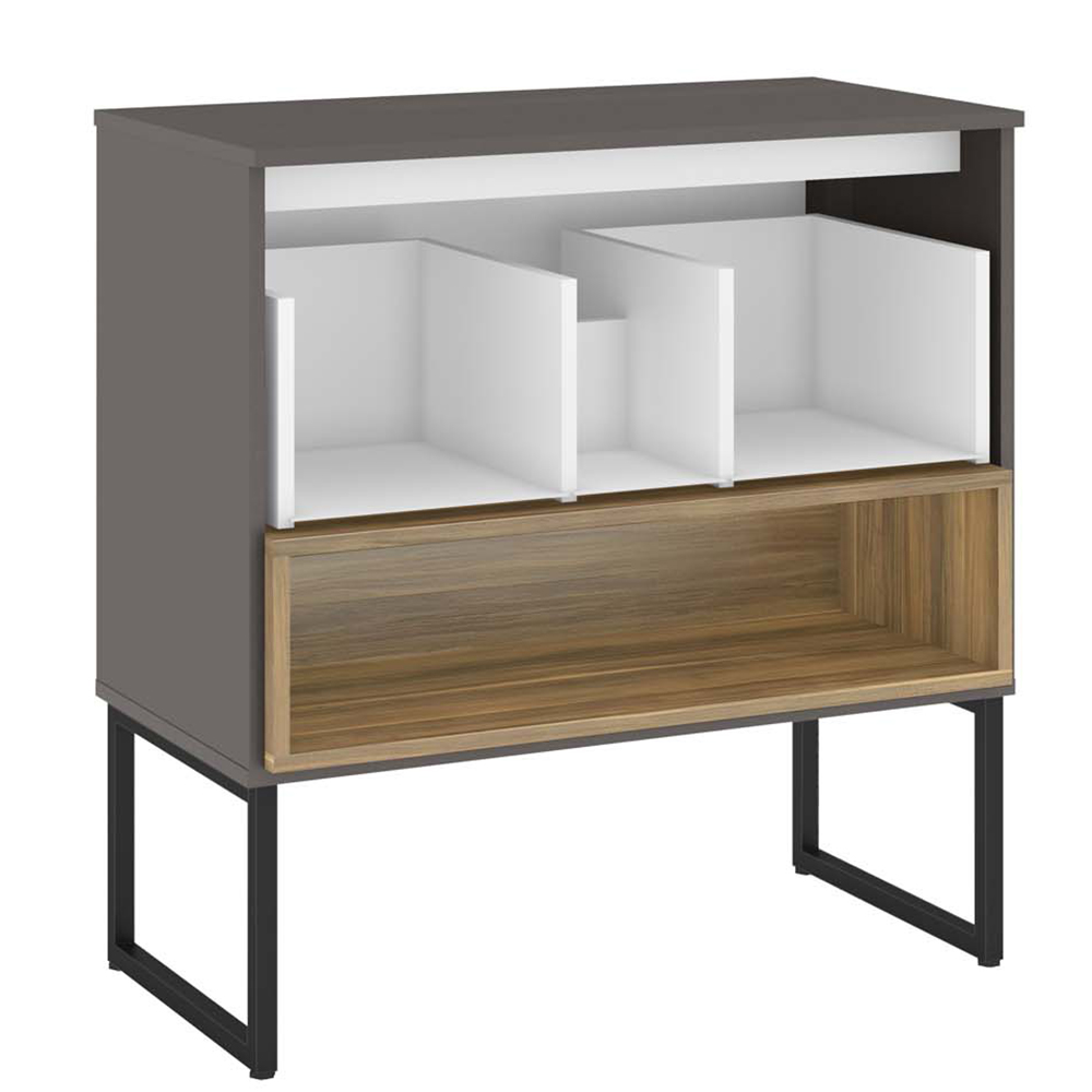 Armário Balcão Gabinete 80cm 01 Gaveta Com Pés Vicenza B06 Magneto Nogal - Lyam Decor