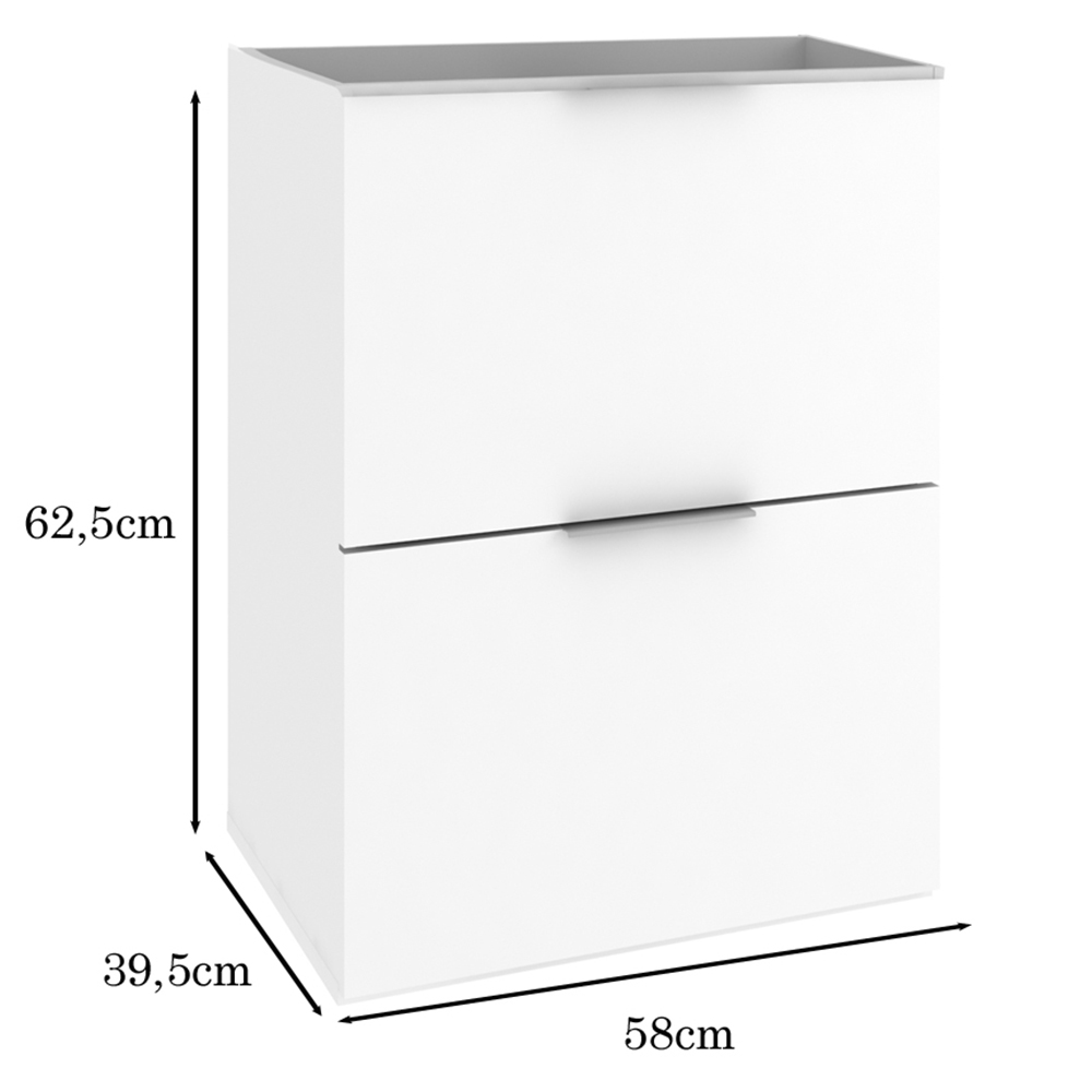 Armário Balcão Gabinete Para Banheiro 60cm Com 03 Gavetas Pietra B06 Branco Brilho - Lyam Decor