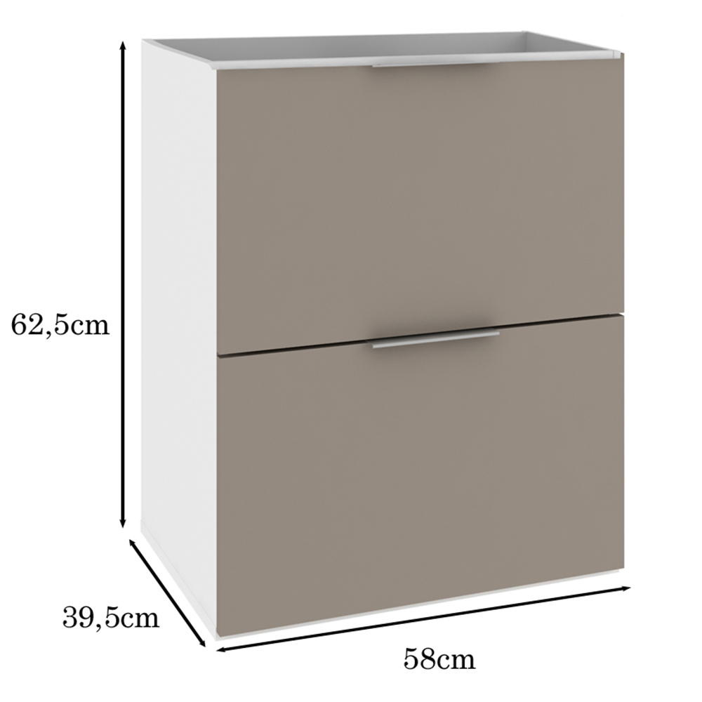 Armário Balcão Gabinete Para Banheiro 60cm Com 03 Gavetas Pietra B06 Gianduia Brilho - Lyam Decor
