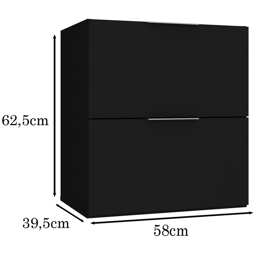 Armário Balcão Gabinete Para Banheiro 60cm Com 03 Gavetas Pietra B06 Preto Brilho - Lyam Decor