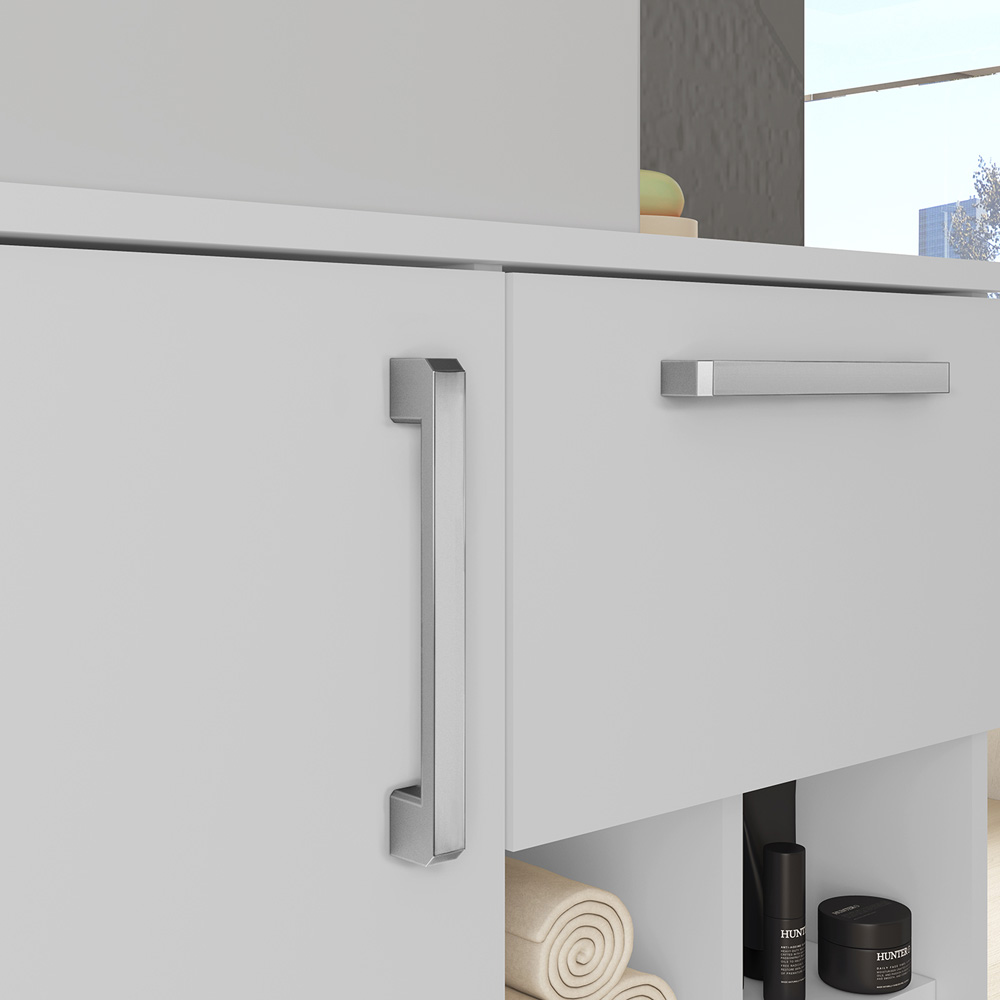 Armário Balcão Gabinete Para Banheiro 70cm Com 01 Gaveta 01 Porta Bia B06 Branco - Lyam Decor